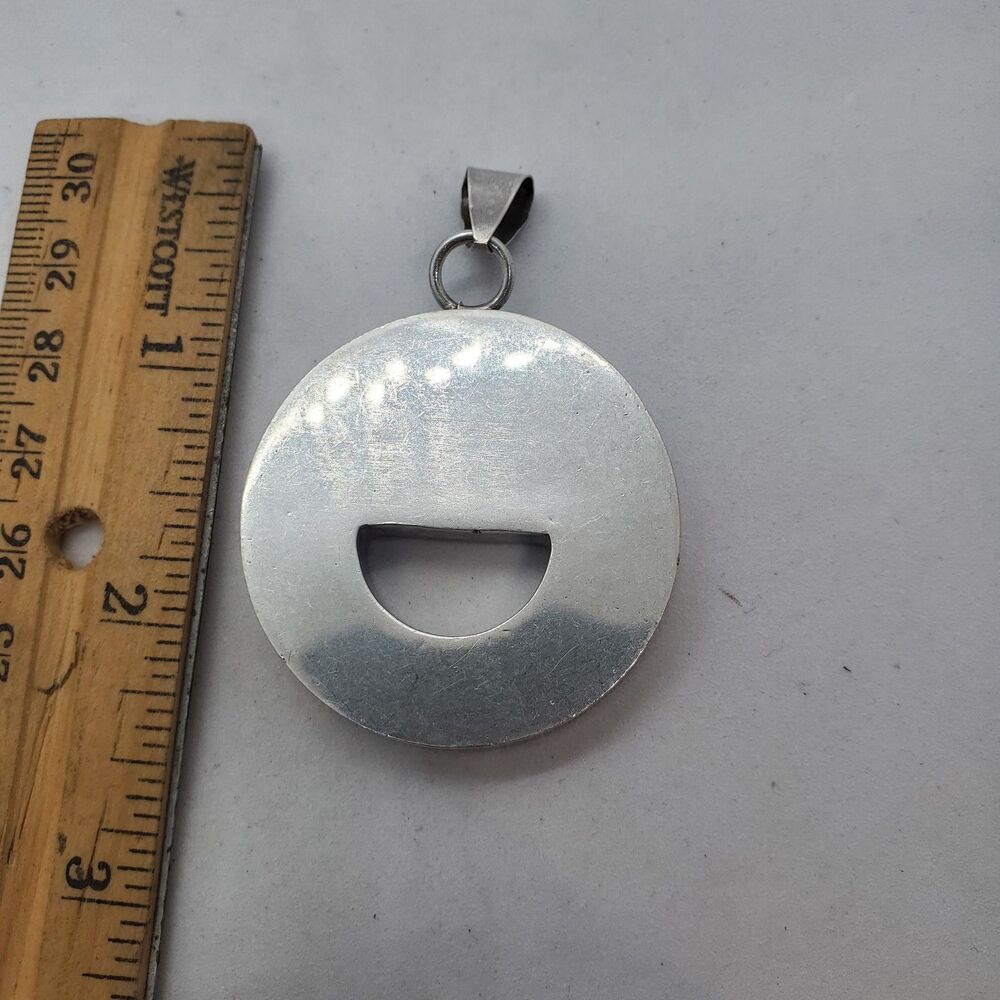 Vintage Modernist Sterling Silver Hollow Pendant 925